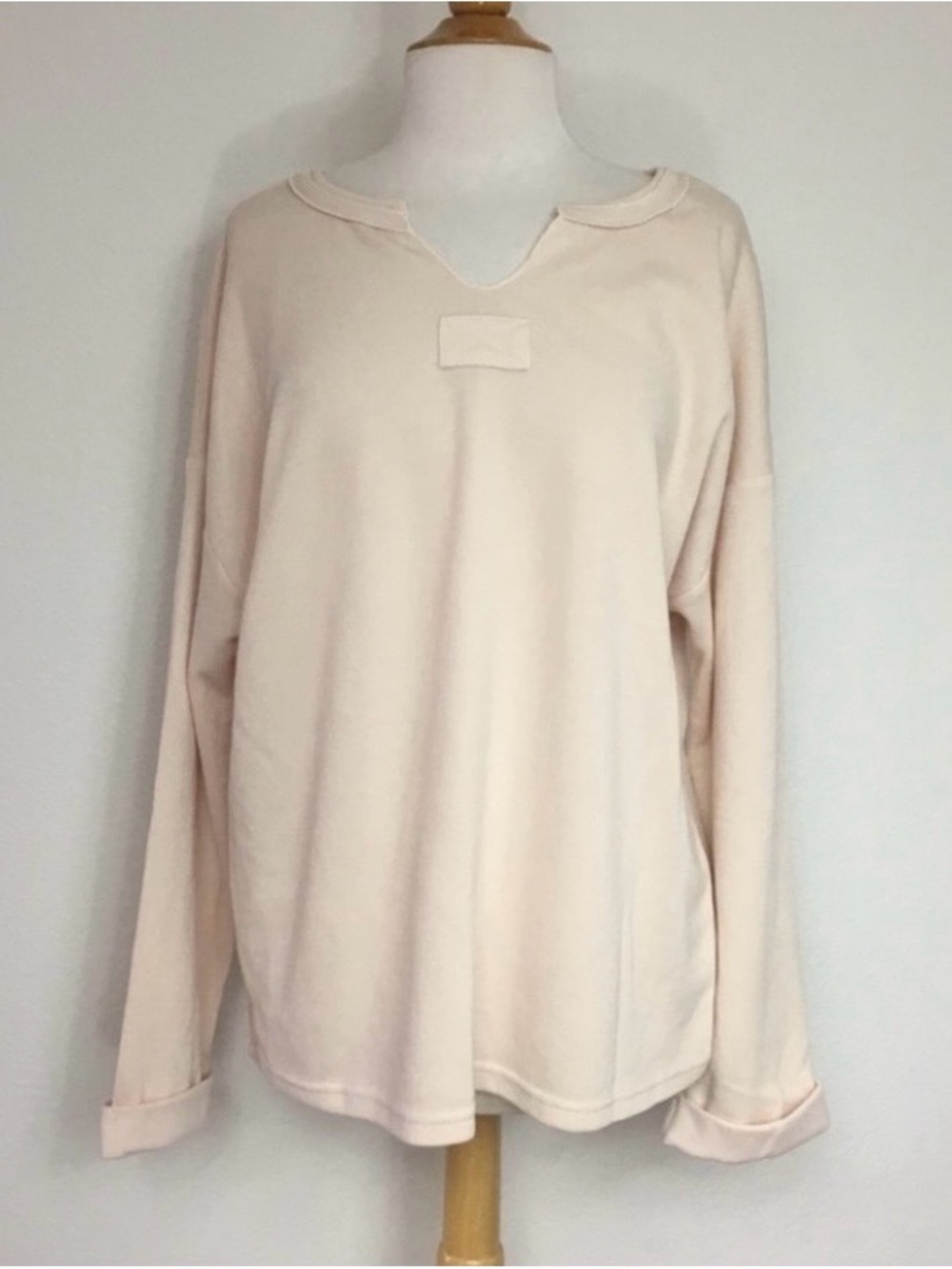 3/$25 Amazon Fashion Womens Cream Ribbed Oversize Rolled Sleeves Top 2X Casual